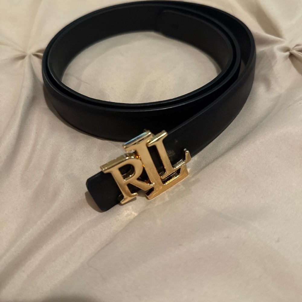 Ralph Lauren Black Belt with Gold Logo